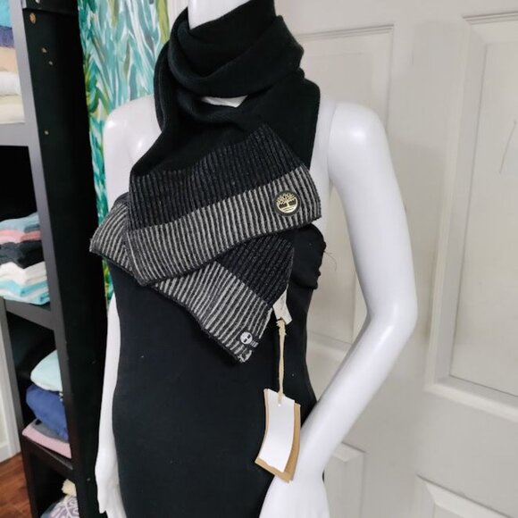 NWT Timberland Logo Embossed Wool Blend Knit Mens Scarf - Picture 3 of 10